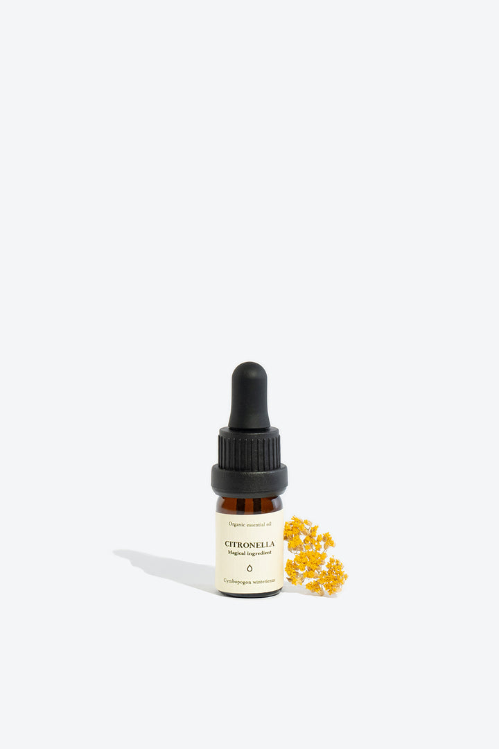 CITRONELLA essential oil bottle, front view with label