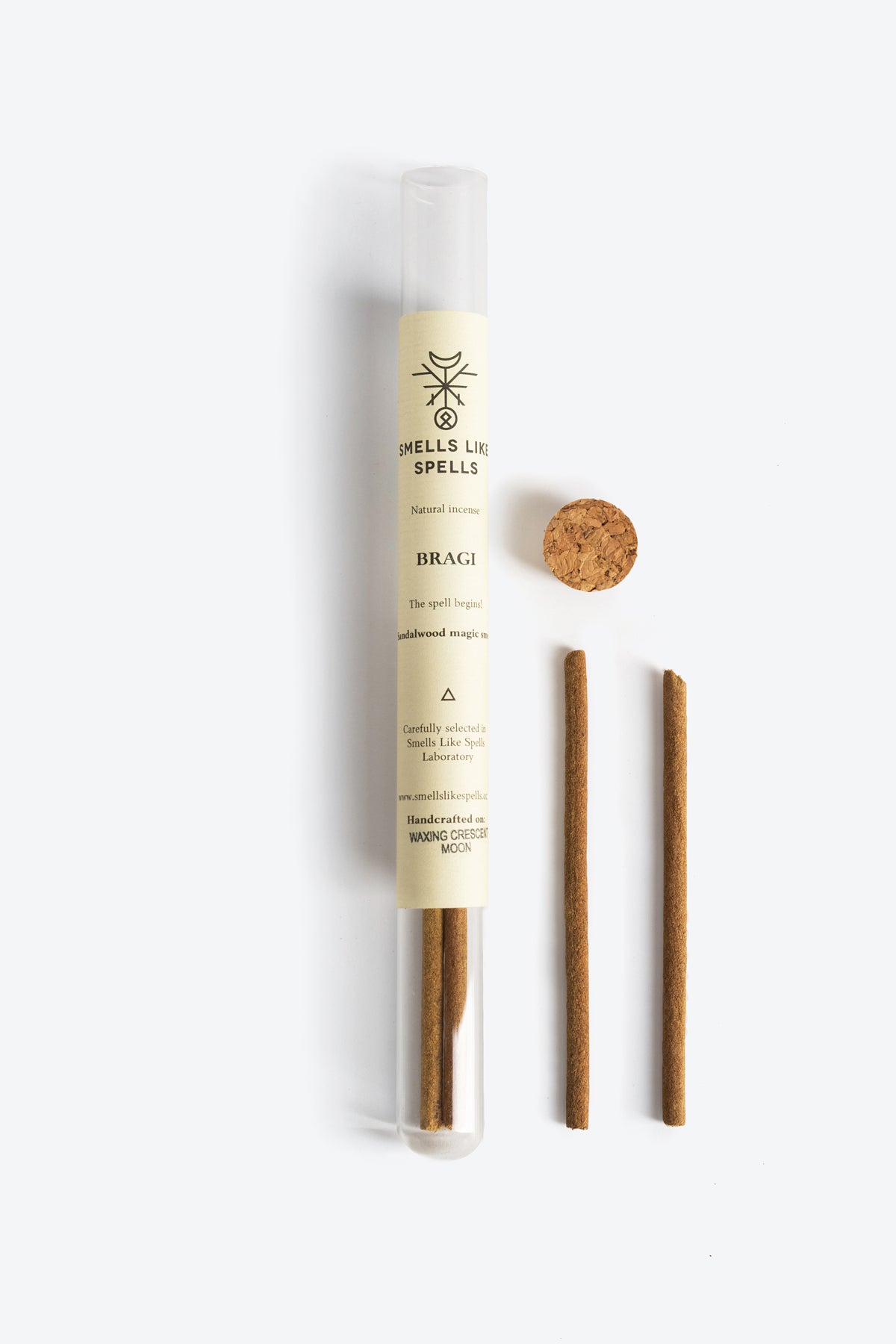 Natural Incense BRAGI stick lit with rising smoke