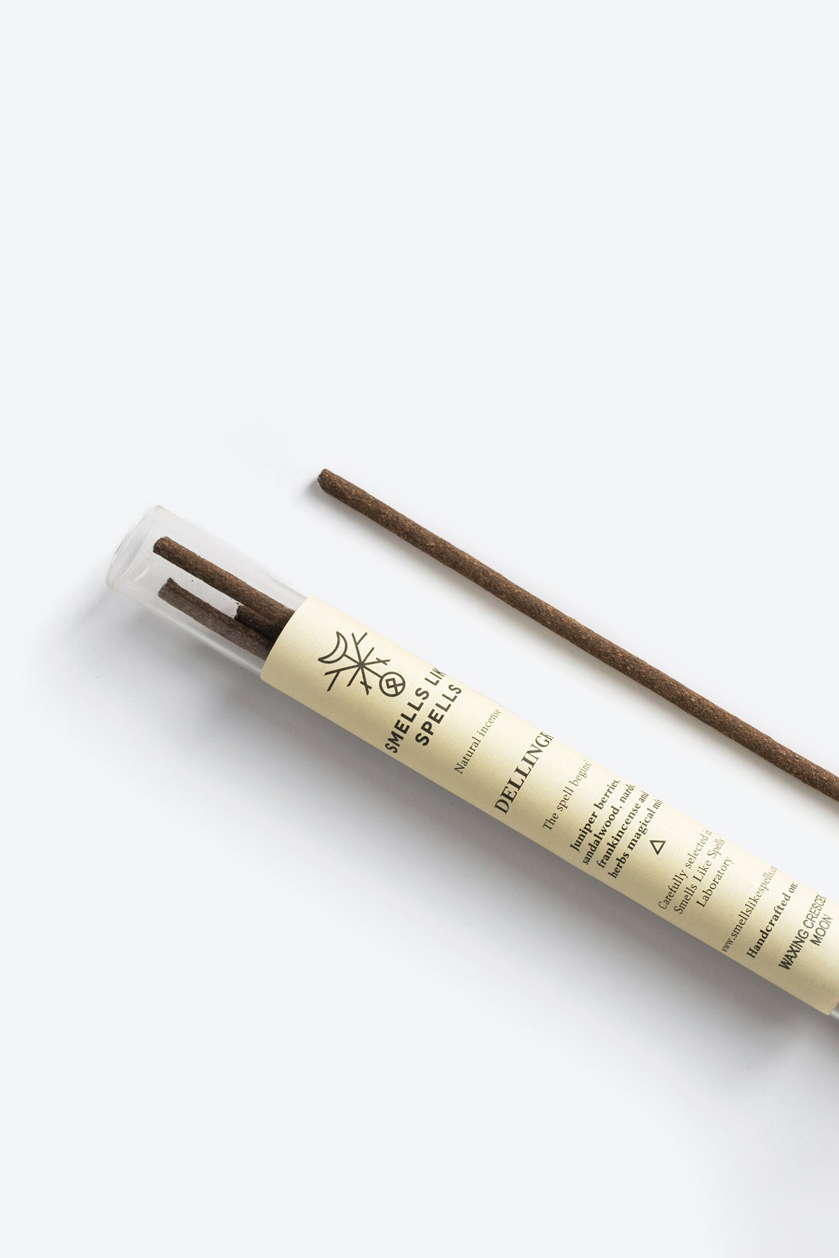 Natural Incense DELLINGR stick lit with rising smoke