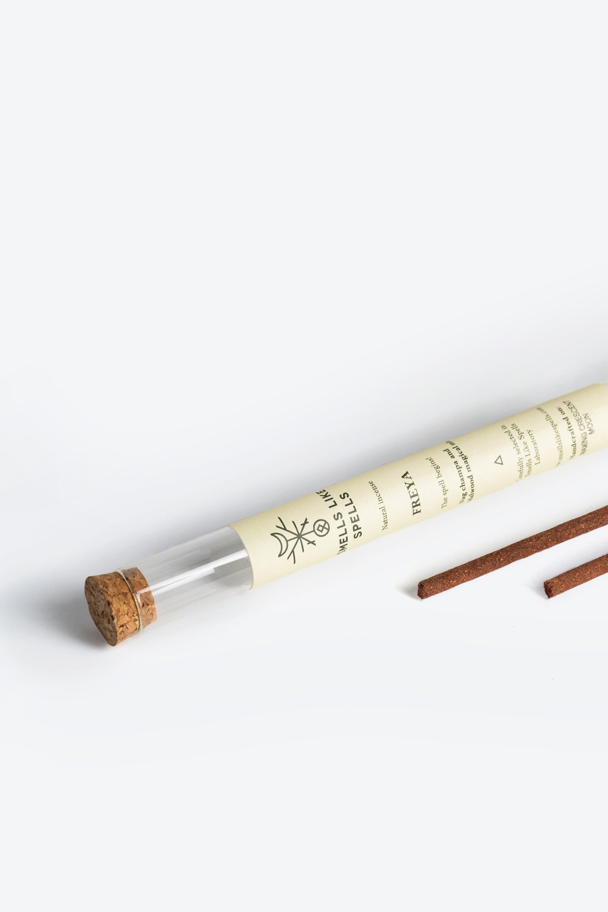 Natural Incense FREYA stick lit with rising smoke