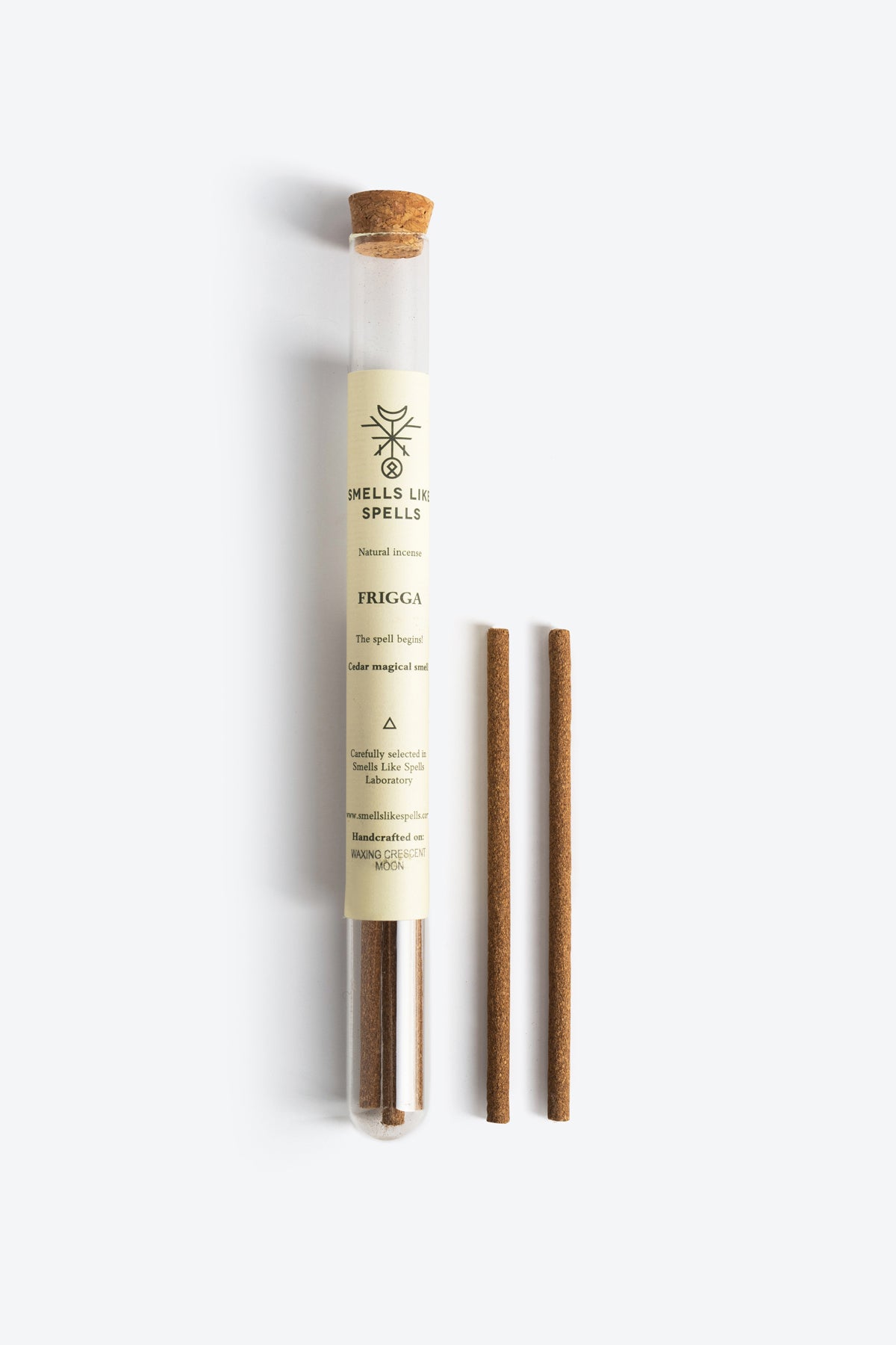 Natural Incense FRIGGA stick lit with rising smoke