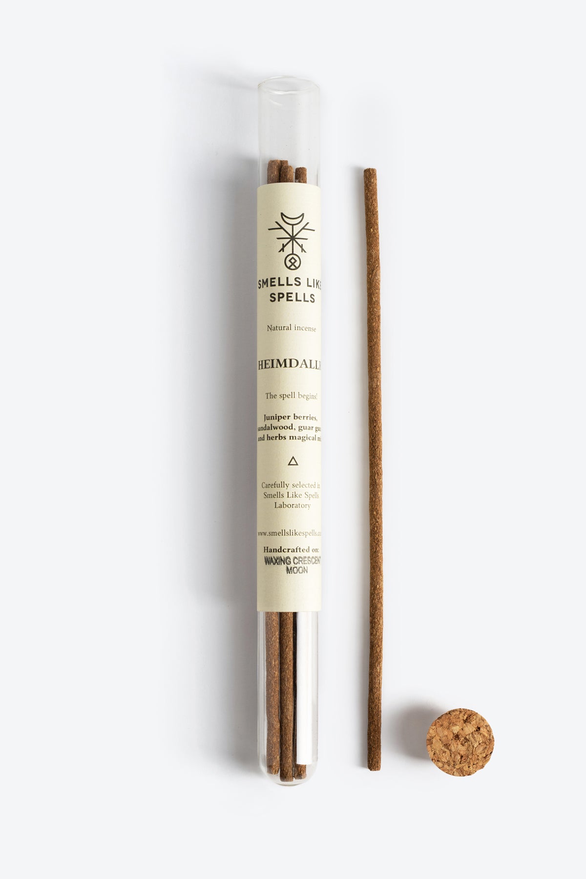 Natural Incense HEIMDALLR stick lit with rising smoke