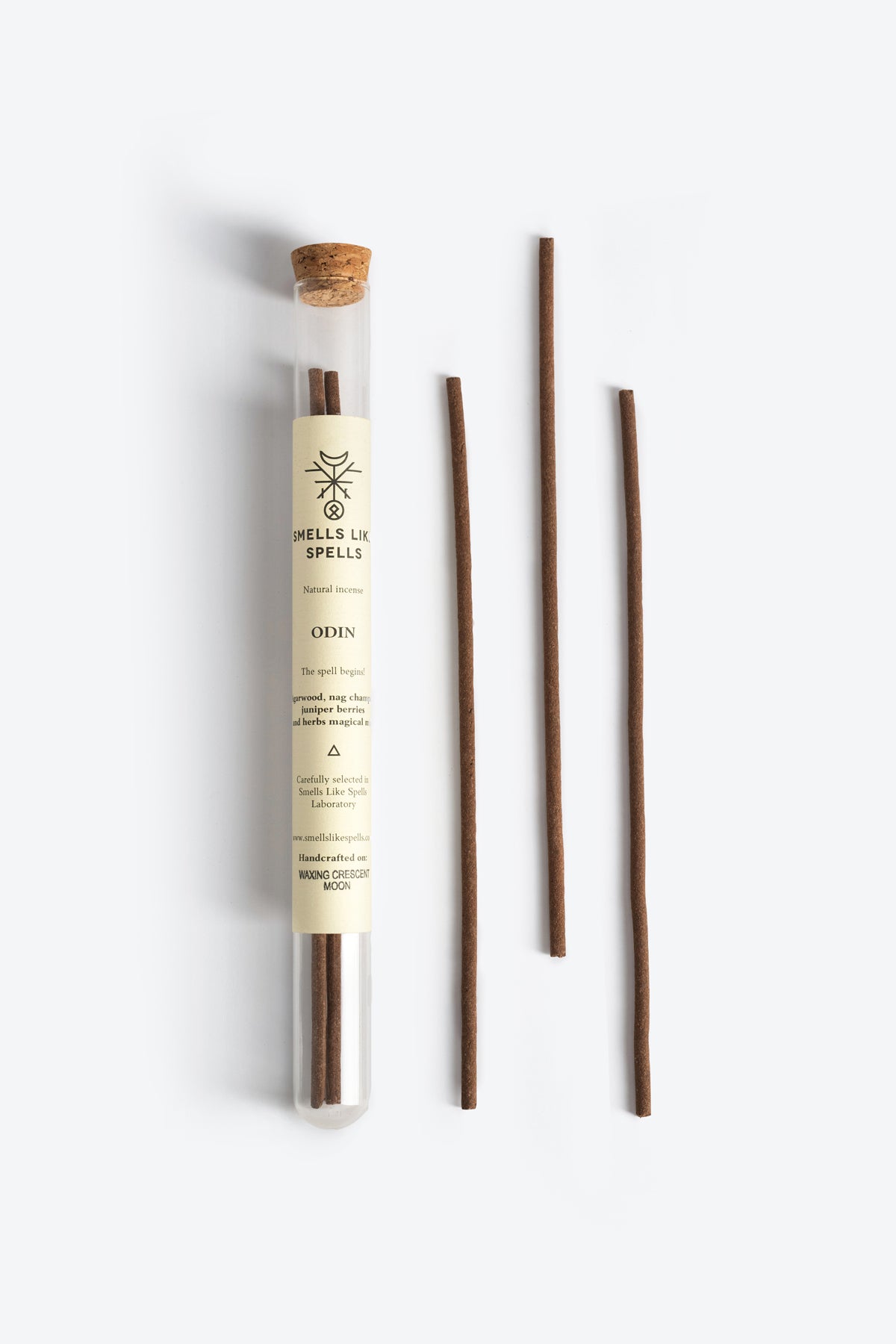 Natural Incense ODIN stick lit with rising smoke