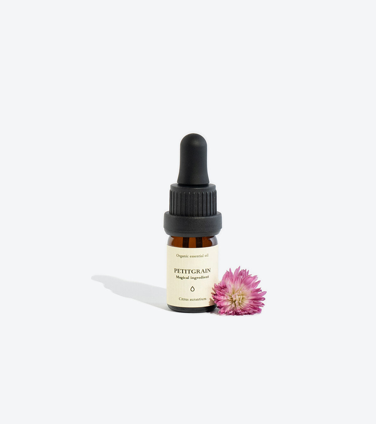 PETITGRAIN essential oil bottle, front view with label