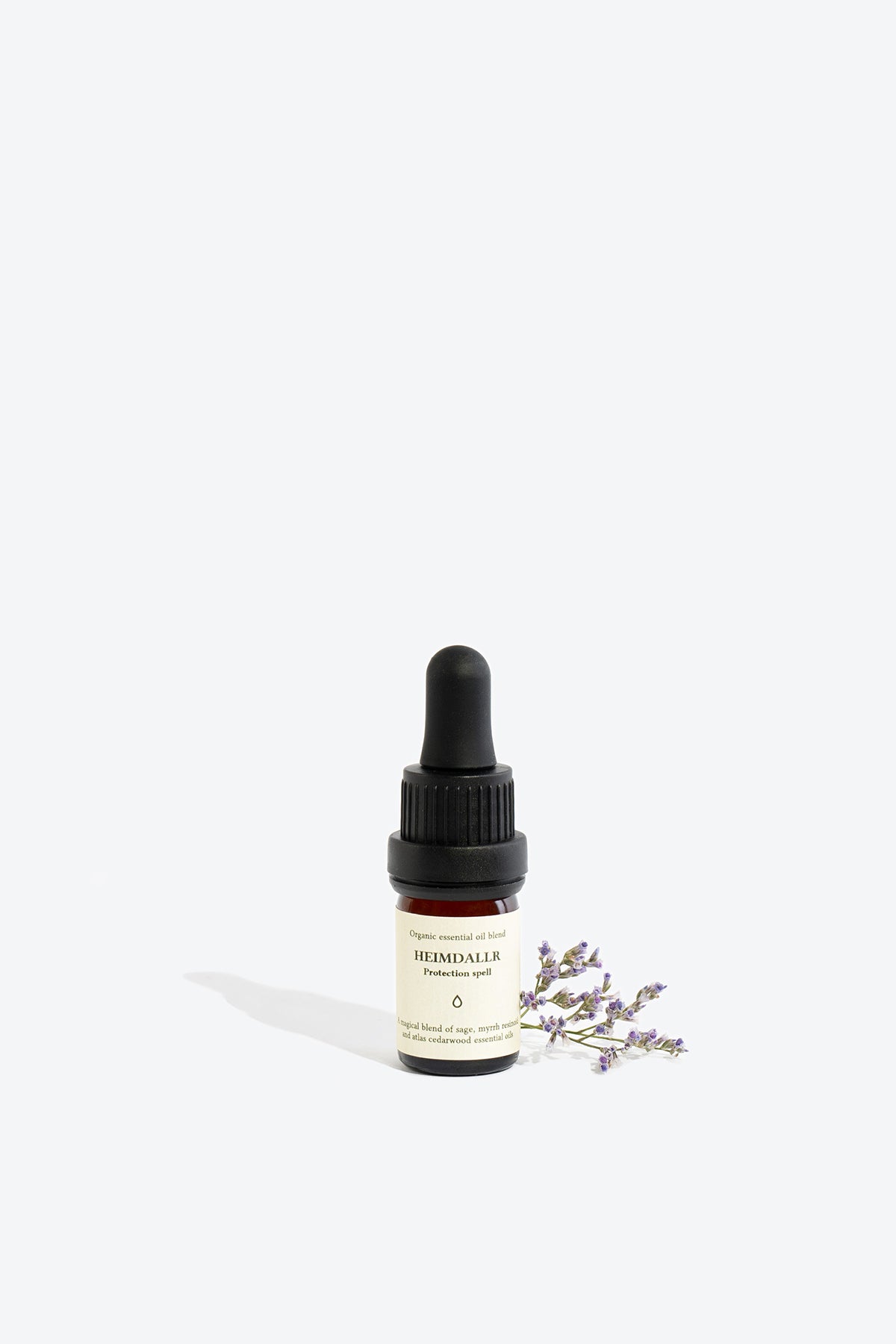 HEIMDALLR essential oil blend bottle, front view with label