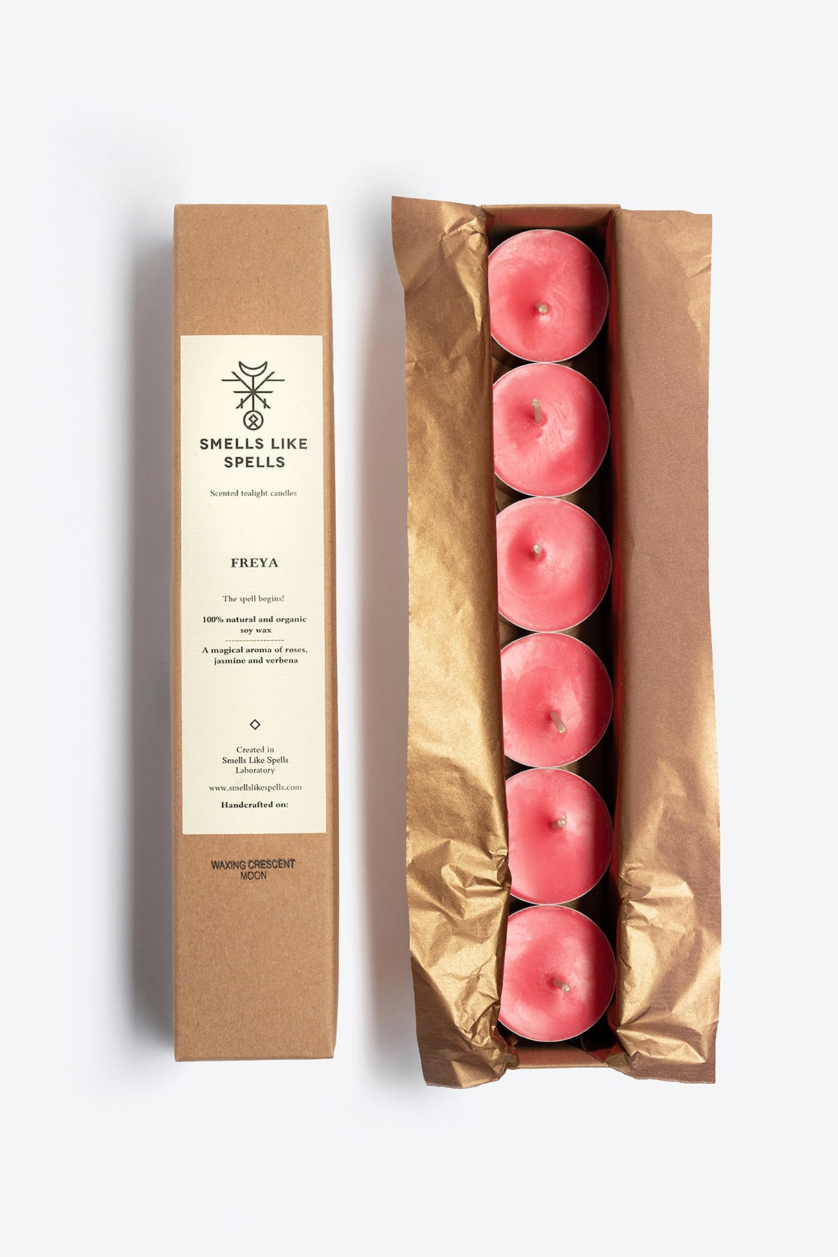 Close-up of FREYA tealight candle wax and wick