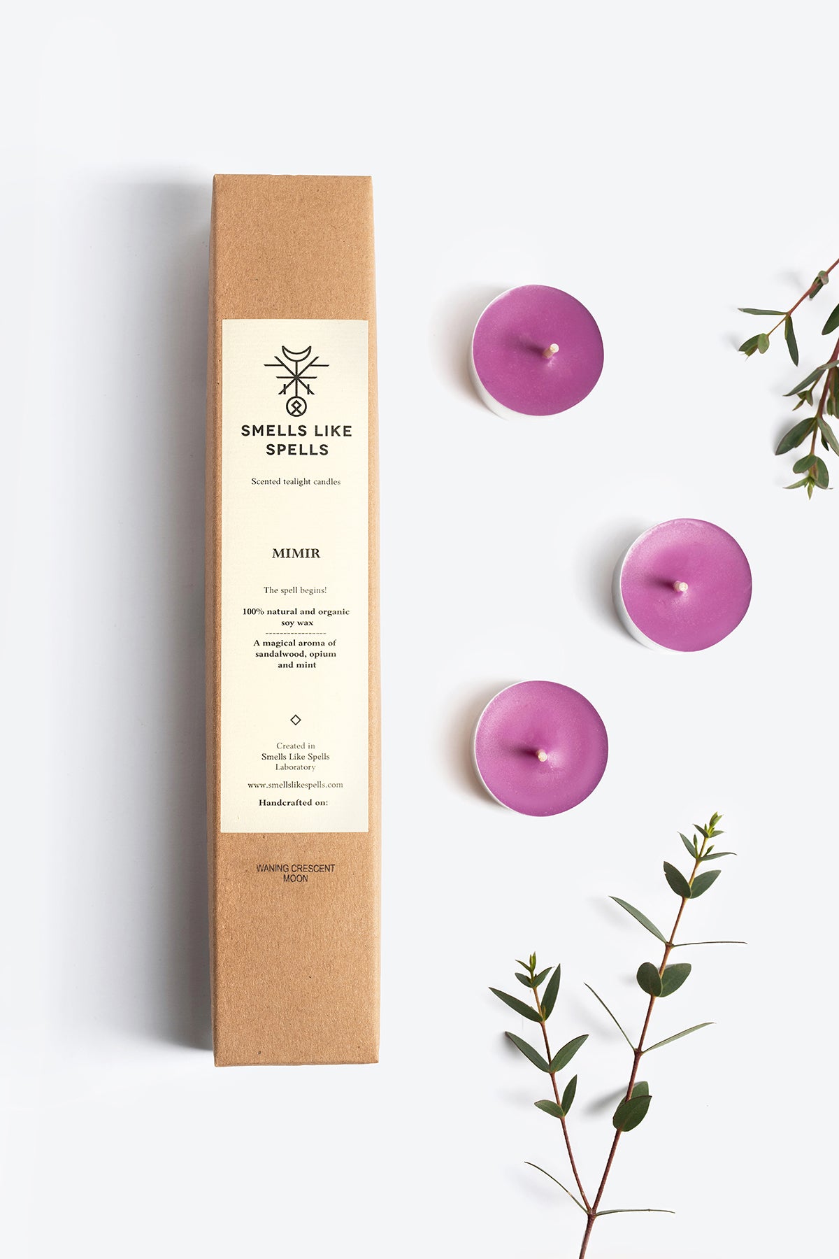 MIMIR tealight candles lit, warm glow for a wisdom ritual