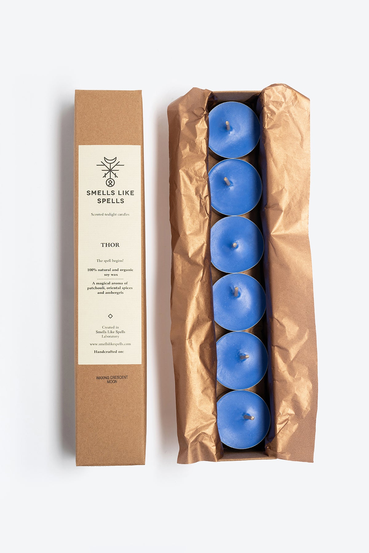 THOR tealight candles lit, warm glow for a strength ritual