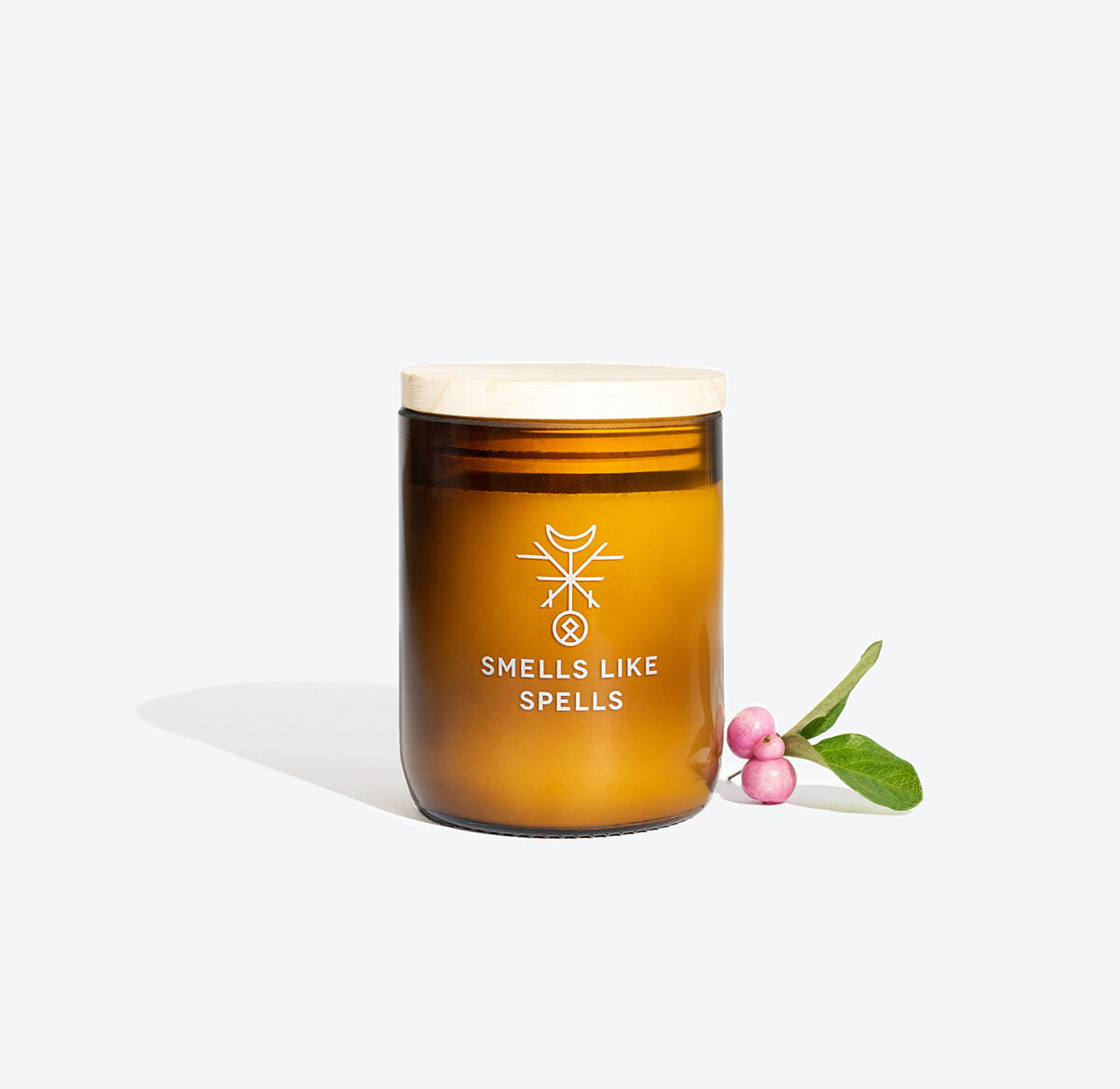 IDUNN soy wax candle in amber glass jar, front view